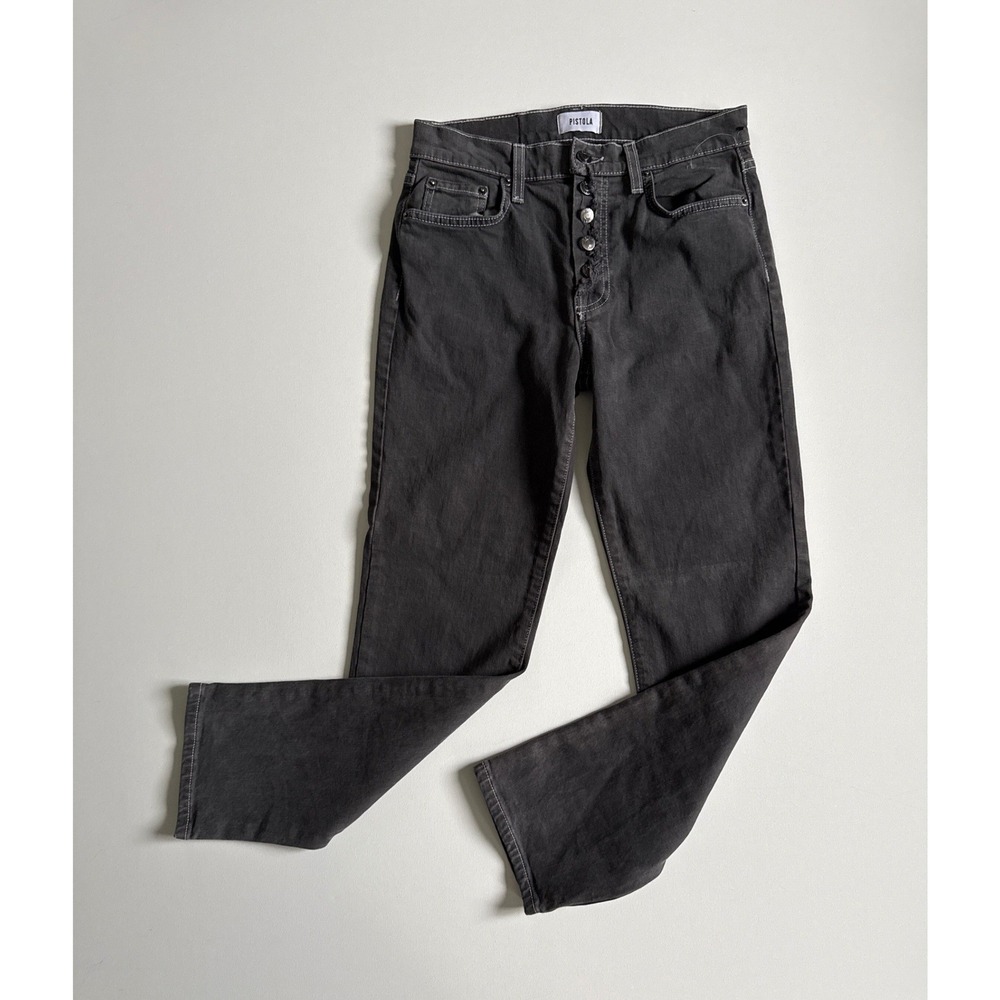 Pistola Faded Black Straight Leg Exposed Button Fly Jeans P8892QAN-OTE Size 25